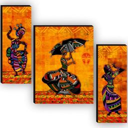 saf Set of 3 Traditional Dance Home Decorative Gift Item Self Adeshive UV Textured Digital Reprint 12 inch x 9 inch Painting-picture-21
