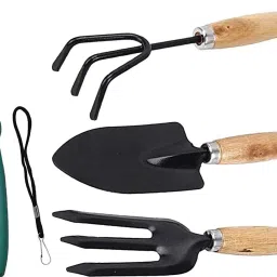 Garden Tool Set Big Trowel, Hand Fork, Hand Rake & Pruner for Gardening Garden Tool Kit-1