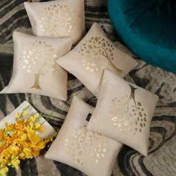 hosta homes Cream Velvet Abstract 16X16 Inches Cushion Covers (Pack of 5)-picture-14