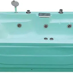 Elegant 6 Ft Bathtub with Jacuzzi, Bubble Bath & Filler System - Cyan Blue Free-standing Bathtub-image-40