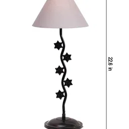 Devansh Grey & Black Textured Cotton Zig Zag Table Lamp With Iron Base image 3