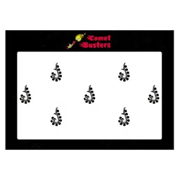 Comet Busters 7 Pcs Embellished Reusable Designer Bindis - Black & Silver-Toned image 1