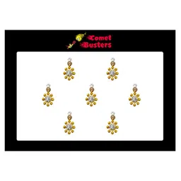 Comet Busters 7 Pcs Embellished Reusable Designer Bindis - Gold-Toned image 1