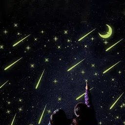Jaamso Royals Green Radium Moon & Stars Glow In Dark Wall Sticker-24