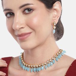 Anouk Women Gold-Plated Kundan Studded & Beaded Necklace with Earrings-7