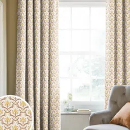 CASABLEU Yellow Set of 2 Geometric Door Curtain-57