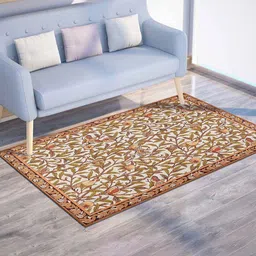 PRESTO Orange Floral Printed Anti Skid Carpet-3