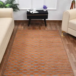 PRESTO Gold-Toned & Grey Abstract Printed No-Shred Carpet image 1