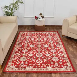 PRESTO Red & Beige Traditional Pattern Durable Rectangular Carpet-32