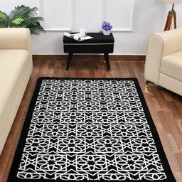 PRESTO Black & White Geometric Printed No Shredding Rectangular Carpet-18