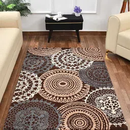 PRESTO Brown & Beige Geometric Printed No Shredding Carpet-66
