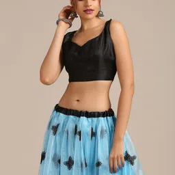 KALINI Thread Work Semi-Stitched Lehenga & Unstitched Blouse With Dupatta image 5