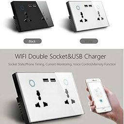 Protium Smart Touch Combo Switch, WiFi Switch Compatible with Alexa, Google Home, IFTTT & Smart life App (Dual Socket+ Dual USB, Black) image 3