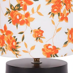 Devansh White Printed Wood Traditional Cylindrical Shaped Table Lamp image 5