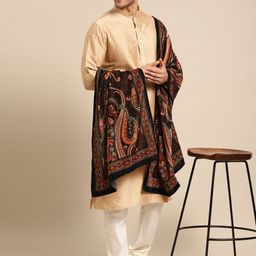 KISAH Men Golden Kurta with Churidar & Shawl-picture-15