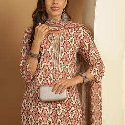Anouk Ethnic Motifs PrintedPure Cotton Straight Kurta with Trousers & Dupatta-picture-26