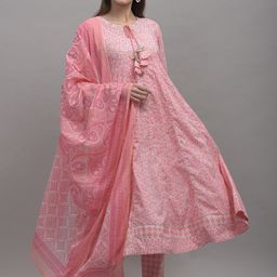 KALINI Women Pink Paisley Printed Pure Cotton Kurta with Trousers & Dupatta-picture-26