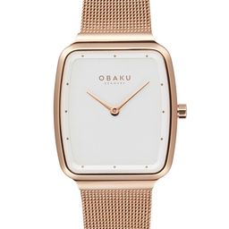 Obaku Women Silver-Toned Brass Embellished Dial & Rose Gold-Plated Stainless Steel Bracelet Style Straps Watch V267LXVIMV-image-89