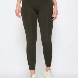 Clovia Dark Green Snug-Fit High-Rise Active Tights-picture-20