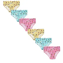 Red Rose Girls Multicolor Pack of 6 Printed Cotton Basic Briefs-picture-0