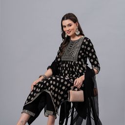 NEW4U Women Floral Embroidered Regular Sequinned Kurta with Palazzos & With Dupatta-image-34