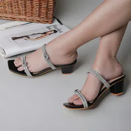 Shezone Embellished Open Toe Block Heels-1