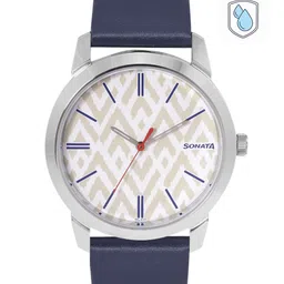 Sonata Men Printed Dial Leather Straps Analogue Watch NR77107SL02-45