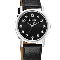 Sonata Men Classique Brass Dial & Leather Straps Analogue Watch 7987SL05W-23