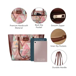 THE CLOWNFISH Geometric Printed Structured Jute Tote Bag image 3