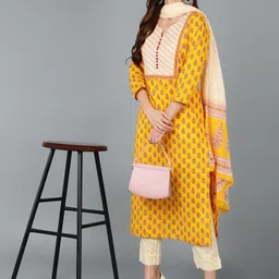 KALINI Ethnic Motifs Printed Kurta with Trousers & With Dupatta image 5