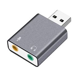 TECHBLAZE USB Sound Card 7.1 Channel External USB Audio Sound Card Adapter with Headphone and Microphone Jack Play No Drivers Needed for Laptop and PC image 1