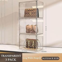 Meneflix Acrylic Handbag Display Case – Clear Purse Organizer Box with Front Door, Stackable Storage for Designer Bags, Dustproof & Durable Storage Solution image 3