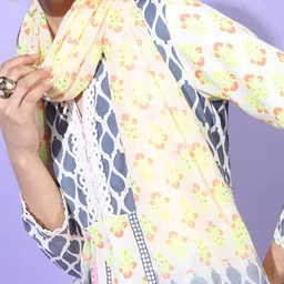 Vishudh Women Floral Viscose Rayon Kurta with Trouser with Dupatta image 5