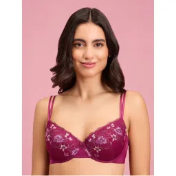 Nykd by Nykaa Embroidered Floral Lace Demi Bra-NYB294-Purple-picture-15