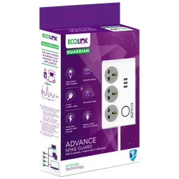 PHILIPS Ecolink 6 Amps 3 Sockets Spike Guard (2 Meters, Master Switch, 913715174501, White) image 2