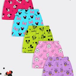 YK Disney Girls Pack Of 5 Printed Minnie & Daisy Shorts-image-47