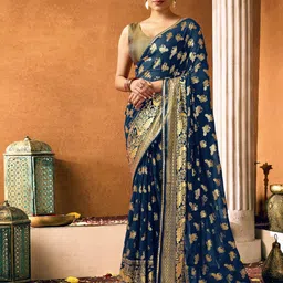 KALINI Woven Design Zari Pure Georgette Saree-picture-25