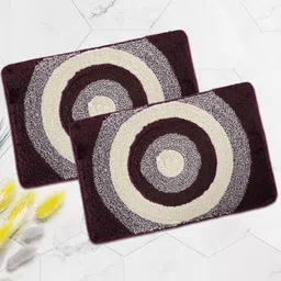 Aura 2Pcs Purple & Off White Patterned Microfibre Anti-Skid Doormats-image-15