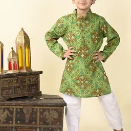 Superminis Boys Bandhani Printed Regular Pure Cotton Kurta with Pyjamas-18
