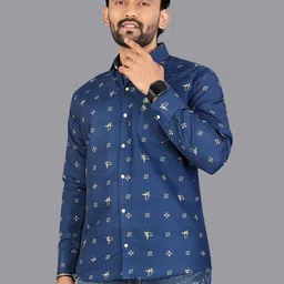 ISUEL FAB Geometric Printed Cotton Casual Shirt-picture-1