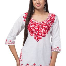 ILMA CREATION Women Embroidered Pure Cotton Thread Work Kurti-image-68