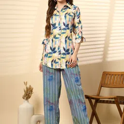 Clora Creation Printed Shirt With Palazzos Co-Ords-image-14