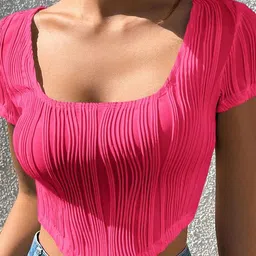 Stylecast X Slyck Square Neck Fitted Crop Top-image-42
