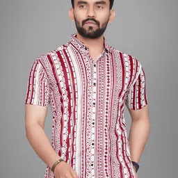 Metronaut Men Regular Fit Spread Collar Abstract Printed Elastane Casual Shirt-image-71