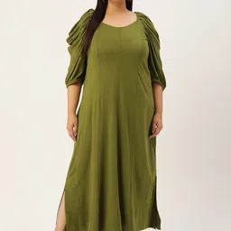theRebelinme Plus Size Puff Sleeves A-Line Maxi Dress-image-16