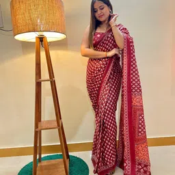 HERE&NOW Ethnic Motifs Pure Cotton Bagru Saree-picture-56