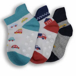 Dollar Kids Pack Of 3 Patterned Cotton Ankle-Length Socks-49