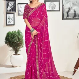all about you Embroidered Pure Georgette Designer Leheriya Saree-image-9