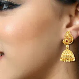 DIVASTRI Gold-Plated Dome Shaped Jhumkas-30