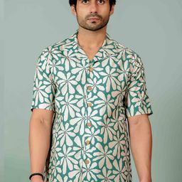 Shortscape Men Standard Fit Cuban Collar Floral Printed Casual Shirt-image-89